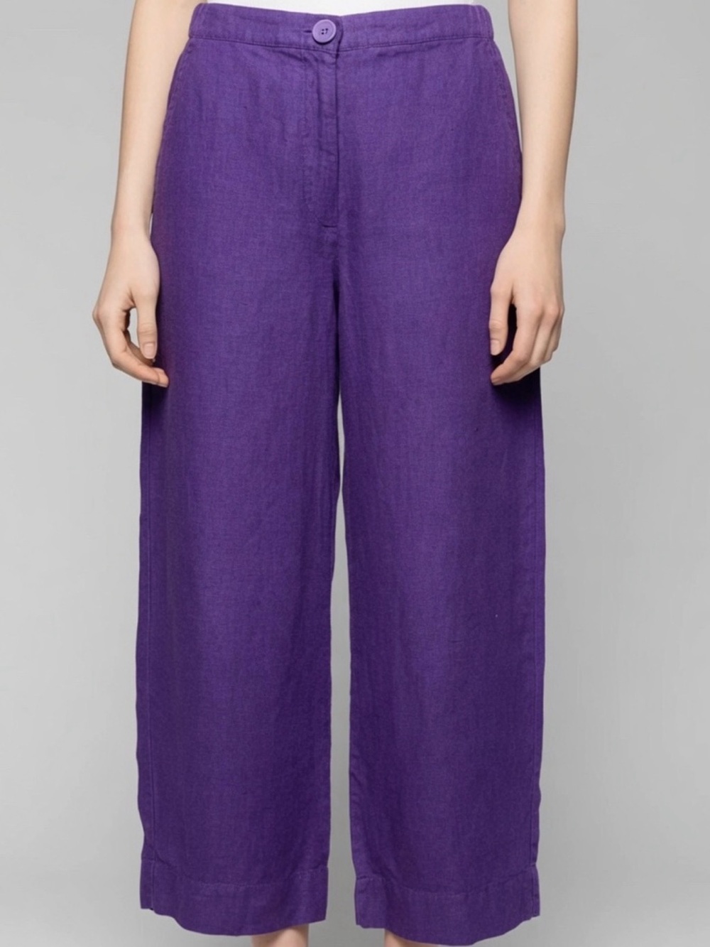 Flax Wide-Leg Linen Pants in Deep Purple